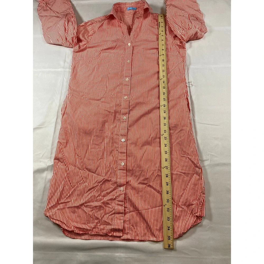 J.McLaughlin Womens Red White Striped Button Front Midi Shirt Dress Small - Picture 5 of 12